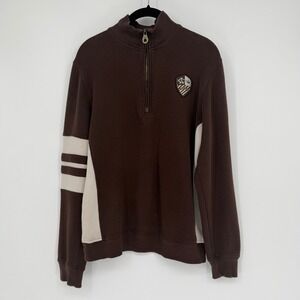 American Classics Russell Simmons Brown Quarter Zip Pullover Crest Sweater S